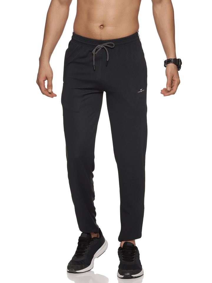 Crownly Track Pant Dark Grey With White Double Strip - Crownlykart