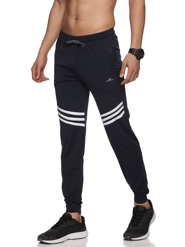 Crownly Joggers Navy Blue With White strip - Crownlykart