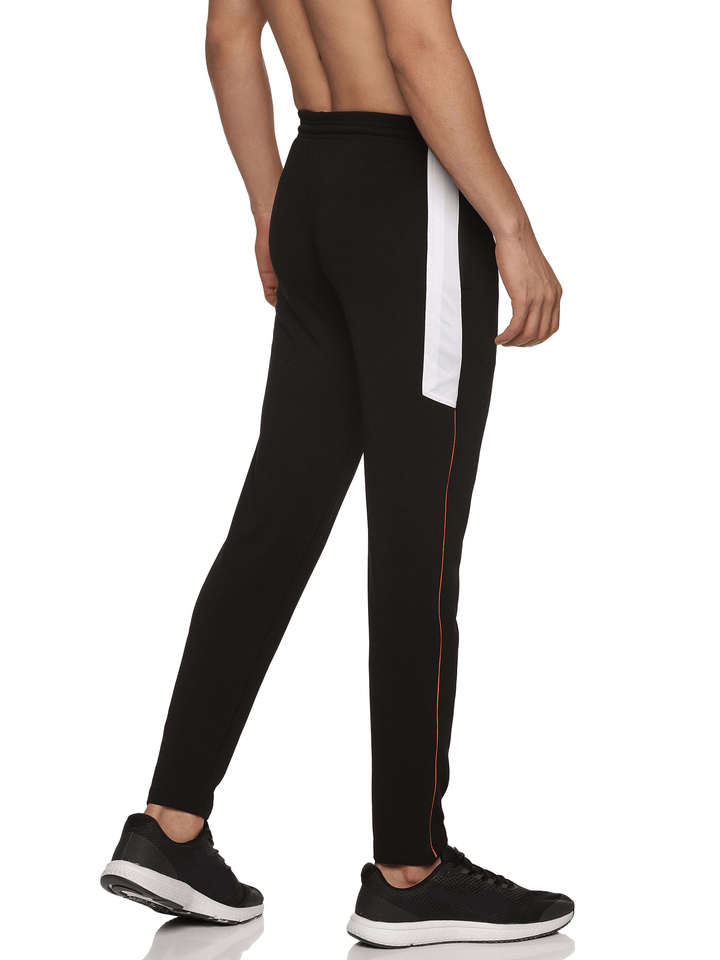 Crownly Track Pant Black with White and Orange Strip - Crownlykart