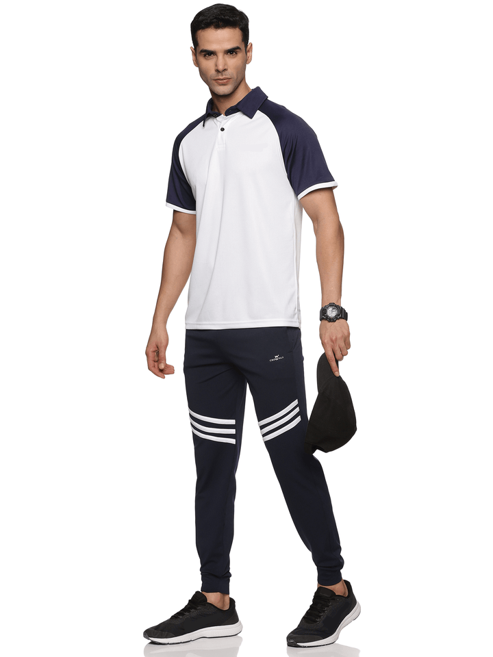 Crownly Joggers Navy Blue With White strip - Crownlykart