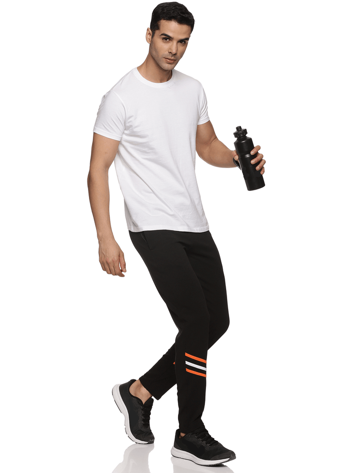 Crownly Track Pant Black with orange and white strip - Crownlykart