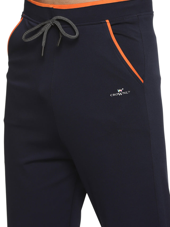 Crownly Track Pant Self design Black with Orange - Crownlykart