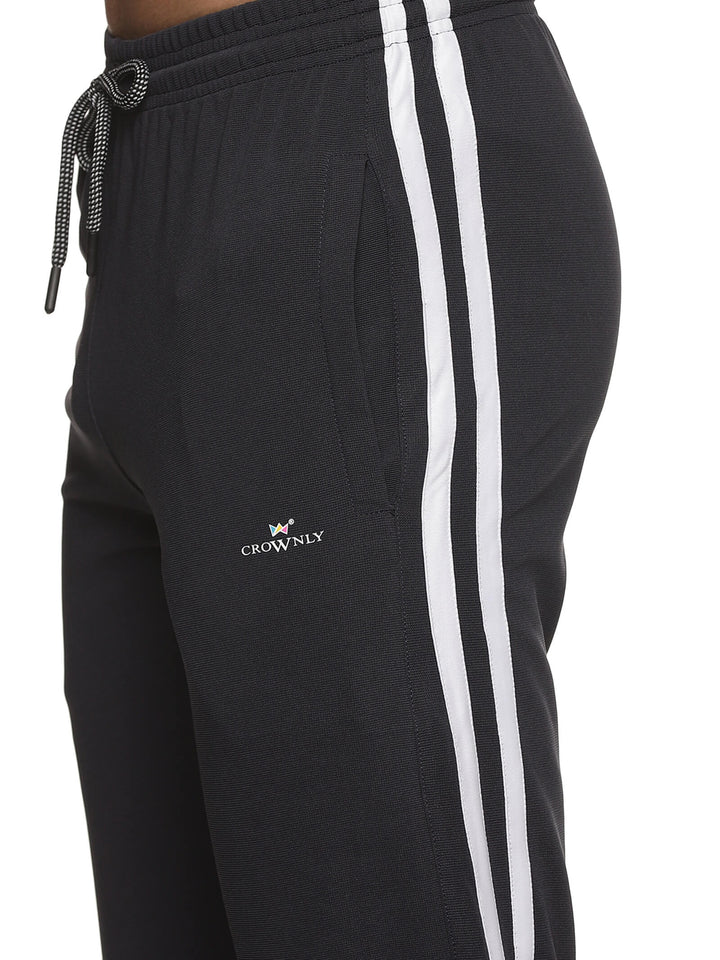 Crownly Track Pant Dark Grey With White Double Strip - Crownlykart