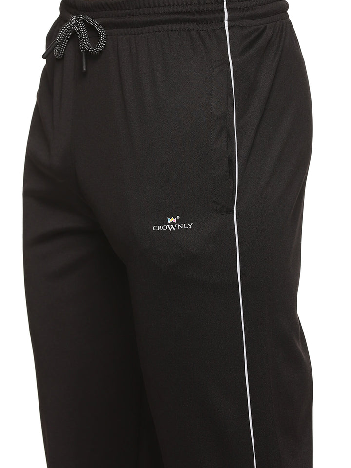 Crownly Track Pant Black with White Single Strip - Crownlykart