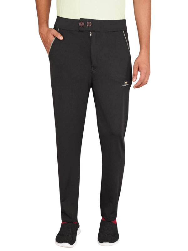 Crownly Track Pant Black with Slash Pocket With Double Button - Crownlykart